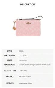 Coach品牌標誌女款手拿包錢包 - 塵粉紅色CEF72IMPO - 查看 9