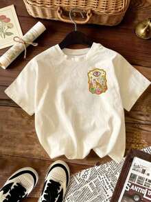 Women's Casual T-Shirt, Mysterious Tiger Art T-Shirt - Surrealist T-Shirt, Pink And Gold Tiger T-Shirt For Summer (Sweet And Refreshing, For Teenagers, Unisex) - 杏 - 查看 3