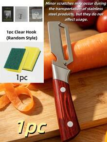 1pc 2-In-1 Stainless Steel Multi-Function Vegetable Peeler With Bottle Opener, Wooden Handle, Suitable For Peeling And Slicing Fruits & Vegetables | Durable, Smooth Operation, Practical Kitchen Tool For Various Produce - Multicolor - View 21