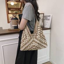 BAILEE 休閒穿孔 PU 女款托特包，拼色設計，大容量，適合穿搭與送禮 - 彩色 - 查看 5