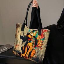 1pc Disney Mickey Mouse Style Shoulder Bag, Cartoon Canvas Bag, School And Office Storage Bag - Rectangle - View 4