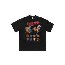Versus-de-Compañeros-de-Anime Camiseta unisex ligera de manga corta con estampado de figuras de anime clásico para verano - Negro - Ver 1