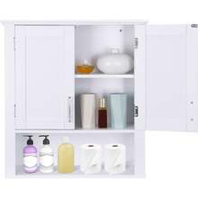 Bathroom Wall Cabinet Over The Toilet, White Medicine Cabinet With 2 Doors And Adjustable Inner Shelves, For Bathroom, Living Room - Default - View 4