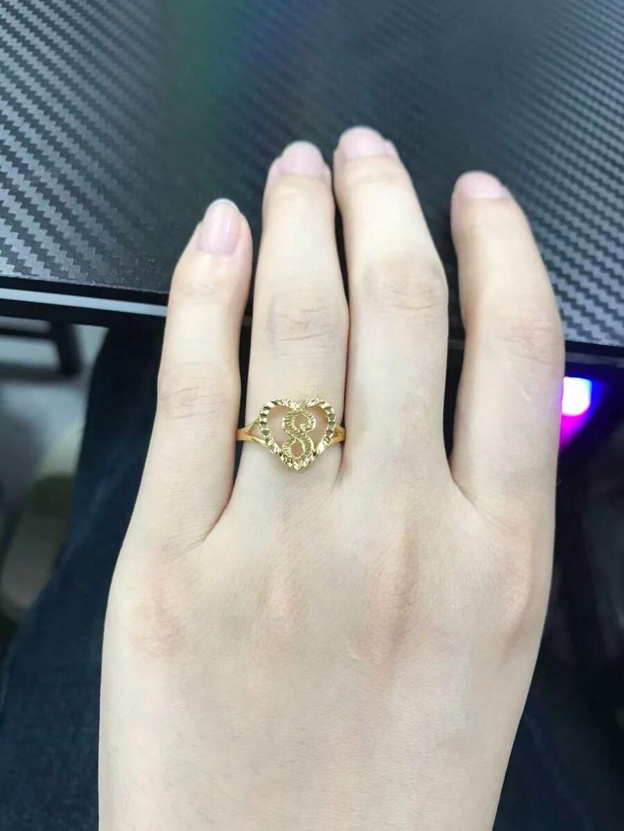 1pc Vintage Creative 26 Letter Adjustable Ring, European And American Style, Suitable For Couples - Yellow Gold - View 1
