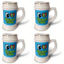 3dRose Bright Eye Heart I Love Whipped Cream - Stein Mug 18oz 22oz White - Blanco - Ver 1