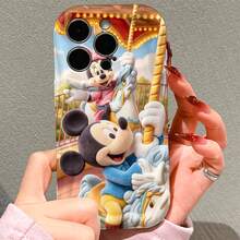 Officially Licensed Disney Mickey Mouse & Minnie Mouse Phone Case, This Protective Phone Case Features A Joyful Print Of Mickey And Minnie Riding Pastel‑Toned Carousel Horses, Waving Cheerfully Against A Bright Amusement Park Background With Glowing String Lights And Soft Cloud Accents, Made With Flexible, Durable TPU Material To Protect Against Everyday Scratches, Bumps, And Minor Impacts, With A Raised Camera Frame For Extra Lens Protection, Slim And Lightweight Construction That Adds Minimal Bulk And Fits Easily In Pockets And Bags, Compatible With IPhone 17, 16, 15, 14, 13, 12, 11 Pro Models, Making It A Timeless Choice For Disney Fans, Ideal For Birthdays, Holidays, Or Any Special Occasion To Surprise Family And Friends. - trắng - Xem 5