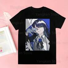 Camiseta unisex de manga corta estampada, estilo casual con diseños de dibujos animados, ropa urbana, éxito de  2026. - Negro - Ver 1