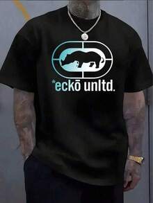 Camiseta Oversize 100% para Hombre y Mujer con Logo de Ecko & Ecko Unltd.Estampado Gráfico - Camiseta de Verano de Manga Corta con Cuello Redondo para Atuendos Casuales, Actividades al Aire Libre y Deportes, Ropa Versátil, Tela Resistente, Ajuste Cómodo, Moda Urbana - Negro - Ver 8