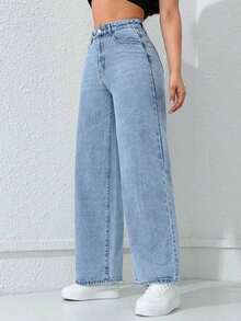 Jeans de mezclilla con estampado de leopardo vintage informal - Lavado ligero - Ver 4
