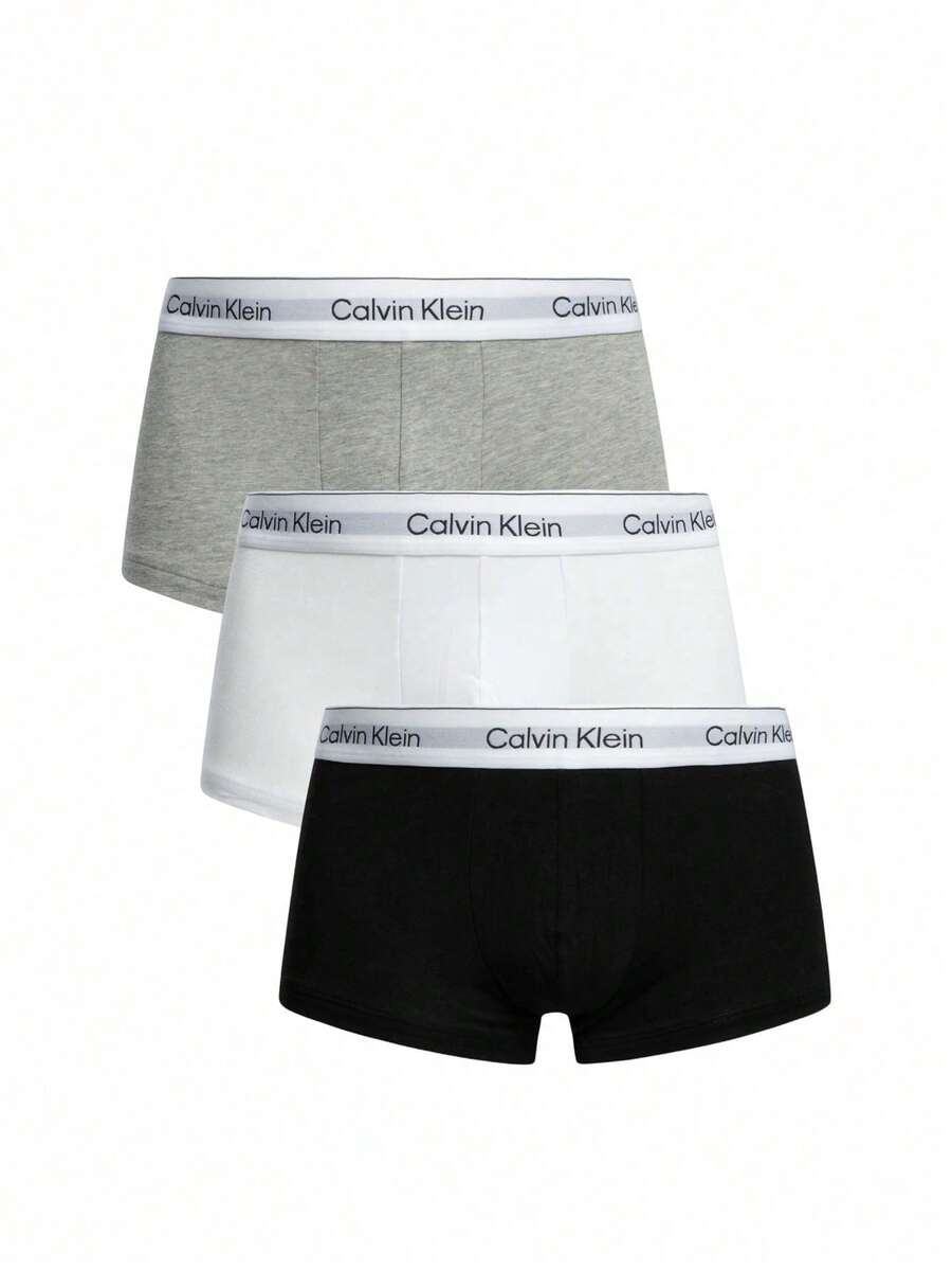 Calvin Klein 3 Pack Mens Low Rise Trunks - Grey, White, Black - View 1