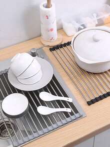 Brodark Giá để chén đĩa gấp gọn bằng thép không gỉ, giá phơi chén đĩa treo tường, tiết kiệm không gian mặt bàn, giải pháp lưu trữ nhà bếp hiện đại tối giản. - Xám - Xem 10