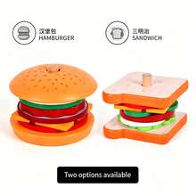 Children's Wooden Hamburger And Sandwich Sorting Stacking Toy, Simulated Food Matching Game, Helps Develop Hand-Eye Coordination And Problem-Solving Skills - Multicolor - View 9
