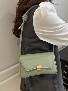 New Fashionable Casual Metal Hardware Coin Purse, Solid Color PU Leather For Women - Mint Green - View 8