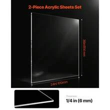Lámina de acrílico Plexiglás, paquete de 2 láminas de plástico, 61 x 91 cm (24 x 36 pulgadas), 6 mm (1/4 de pulgada) de grosor, plástico transparente fundido, vidrio para proyectos de manualidades, vidrio de repuesto para marcos de fotos, exhibición DIY, fácil de cortar. - Acrílico transparente, 2 piezas, 24*36" - Ver 2
