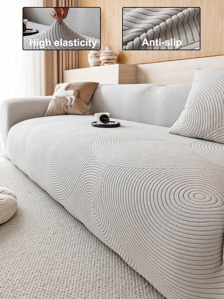 1 buah Sarung Sofa Jacquard Warna Solid Elastis, Minimalis, Ramah Hewan Peliharaan, Anti Selip, Anti Kotor, Anti Gores, Cocok untuk Semua Musim, Dapat Dicuci dengan Mesin, Penutup Debu untuk Liburan & Dekorasi Rumah