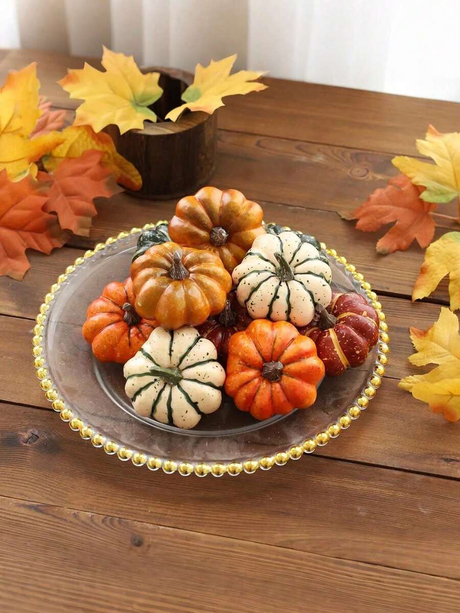 5PCS Artificial Pumpkins Lifelike Simulation Mixed Pumpkins Fake Pumpkins Creative Artificial Pumpkins For Festival Halloween Thanksgiving Fall Harvest Home Decoration - Artificial Pumpkin - View 1