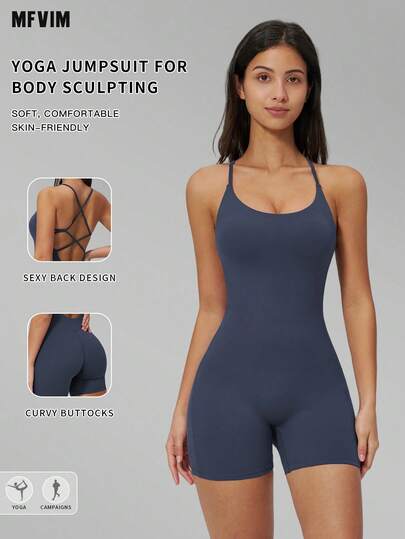  MFVIM Women's Backless Yoga Jumpsuit, Butt-Lifting & Wrinkle-Reducing, Versatile Soft & Skin-Friendly Fabric Casual Leggings, Suitable For Commuting, Outdoor, Running, Cycling, Yoga, Pilates, Gym Workout