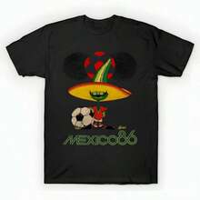 Cool vibe  Mexico 86 World Cup Vintage T-Shirt (1) unisex de la de algodón puro de alta densidad de .C-AmiS-eta uniS-ex 100 % aL-Godón de - Tejido de alta densidad.Apta para todo t - Negro - Ver 6