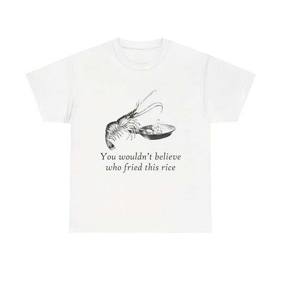 Simp Fried Rice Heavy Cotton Tee220G heavyweight 100% cotton T-shirt. with butterfly print pattern, suitable for girls and wo's short sved round neck inspirational shirt, cute aesthetic Y2K style summer top, suitable for outdoor, family, work or street wear casual loose daily T-shirt - Blanco - Ver 1
