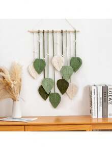 1pc Leaf Pattern Dream Catcher Wall Hanging Home Decor, Room Decoration, Wall Decor, Birthday Graduation Gift, This Handmade Woven Leaf Tapestry Is Made Of Natural Cotton Rope - Multicolor - View 9