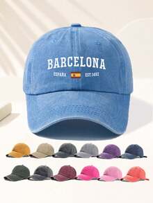 This Unisex Hippie Baseball Cap Features A Vintage Washed Design With Barcelona Spain Graphic And Adjustable Size, Perfect For Outdoor Sun Protection. It's Ideal For Travel, Vacation, Sports, Beach Outings, Fishing And Campus Occasions. Designed In Y2K Style, It Can Be Worn As A Dad Hat, Mom Hat Or Couple Hat, Making It An Ideal Holiday Gift For Mother's Day And Father's Day. - Multicolor - View 4