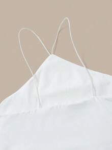 Body de verano sin mangas y sin espalda para mujer de unicolor con estilo de cuello halter - Blanco - Ver 5