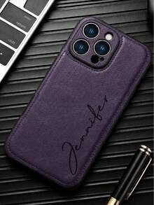 Customized Phone Case Compatible With IPhone 17 16 15 14 13 12 11 Pro Max 17 Air 16 15 14 Plus Compatible With Samsung Galaxy S25 S24 S23 S22 Ultra Plus Personalized Initials Name Case 3D DIY Engraved Gold Letters Hot Stamping Technology PU Leather Back Cover Luxury Classic Business PU Leather Case Festival Gifts For Lover Friends Familly Yourself - Purple - View 6