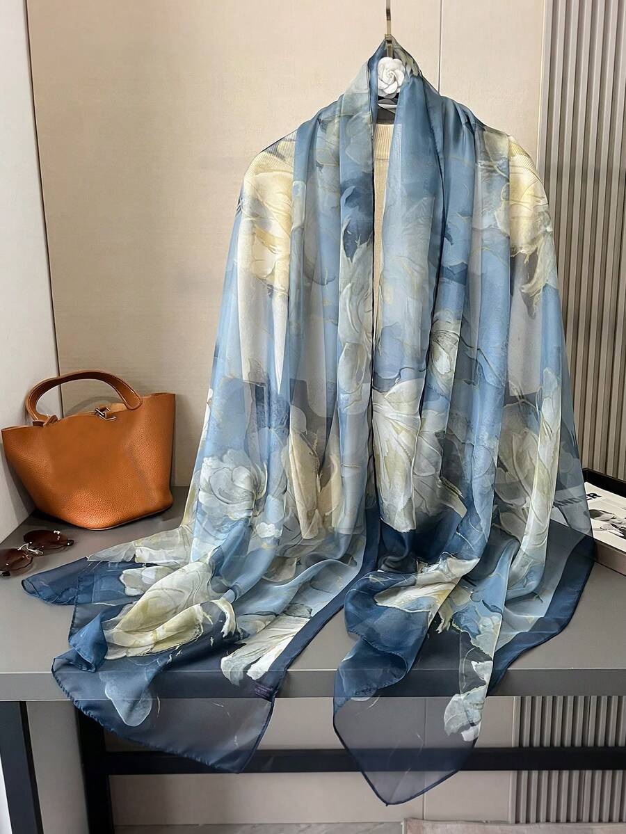 1件女款雪紡圍巾,適合戶外活動、休閒與裝飾,可作為頭巾、髮帶,輕盈造型理想選擇 - 霧霾藍 - 查看 1