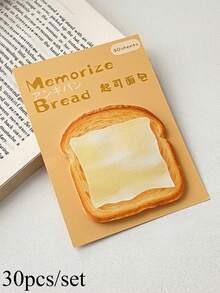 30pcs/Set Memo Pad Cute Cartoon Simulation Toast Bread Students Tearable Paper Sticky Note Pad Lovely Stationery Supplies Kawai - Multicolor - View 6