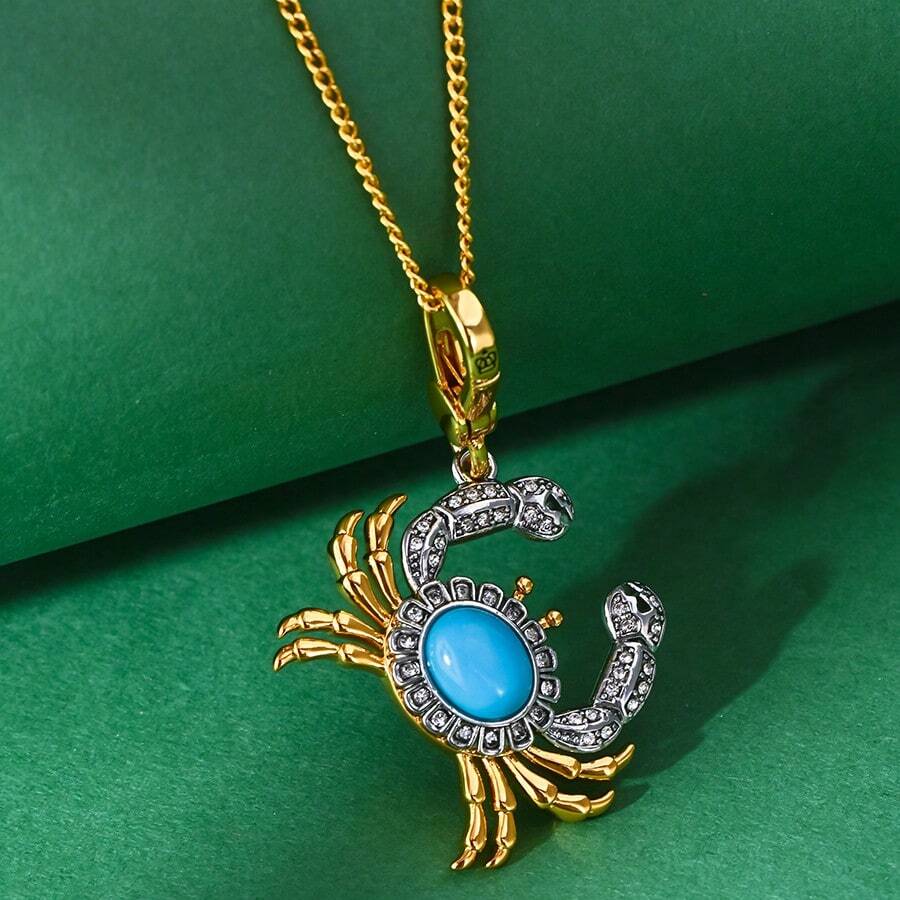 1 buah Kalung Liontin Kepiting Bertatahkan Zirkonia Kubik Mewah dan Modis, Jimat Zodiak Virgo, Cocok untuk Pemakaian Sehari-hari - Kalung liontin kepiting - View 1