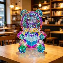 30cm Colorful Romantic Hugging Heart Teddy Bear USB Powered Lighting, Unique High-End Wedding Proposal Gift, Handmade Creative Gift For Valentine's Day, Birthday, Best Friends - Heart-shaped Teddy Bear, 30cm (blue) - View 3
