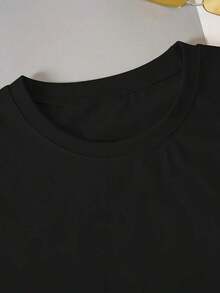 Camiseta Vintage de Mujer con Estampado de Conejo - Blusa Suave y Transpirable de Manga Corta y Cuello Redondo, Top Casual para Primavera, Verano y Otoño con Estampado de Conejo y Patrones, Lavable a Máquina, Regalo para Pascua - Negro - Ver 3