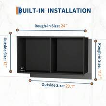 Modern Matte Black Stainless Steel Shower Niche   No Tile Needed, Bathroom Storage Organizer - 2 Layers - View 5