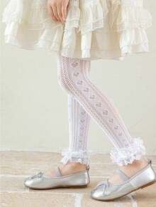 Spring And Summer Collection For Girls: Heart-Shaped Lace Skinny Pants With Insect Repellent Socks (1 Pair) - Multicolor - View 9