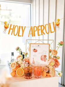 13件 Aperol 橘色裝飾花環橫幅 亮面牆面裝飾，適用於生日、單身派對、夏季派對、嘉年華、七月聖誕節、生日派對、夏季調酒派對 - A - 查看 3