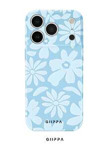 GIIPPA 1 Piece Vintage Floral Pattern Phone Case, Soft Blue Base, Fits 17 Pro Max, 16 Pro Max, 15 Pro Max, 14 Pro Max, Korean Stylish & Elegant Design, Suitable For 11/12/13/14/15/43 Pro Max Plus, Great Gift For Girlfriend On Christmas, Valentine's Day, Easter, Wedding Season And Birthday - Light Blue - View 1