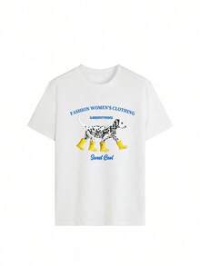 Women's Casual Short-Sleeved Crew Neck T-Shirt With English Dog Print, New Everyday Garment For Spring/Summer, Women's Cotton T-Shirts - 風格 - 查看 3