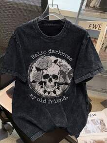 Nuevo modelo 2026,% algodón lavado, estilo casual urbano, adecuado para fiestas o festivales, tela suave y transpirable, diseño de patrón moderno, unisex, ligero y cómodo de llevar, diseño retro de moda. - Negro y gris - Ver 3