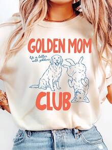 Golden Retriever Shirt, Featuring A Golden Retriever Mom Design, A Funny Dog Mom Shirt. Loose And Comfortable. - 白色 - 查看 6