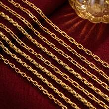 1m 304 Stainless Steel 18K Gold Plated Paperclip Chain, Rectangular O Link Chain, Waterproof DIY Handmade Bracelet Necklace - Chain - View 6