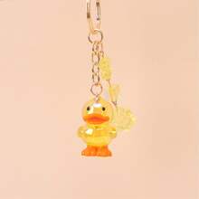 1pc Unisex Acrylic Transparent Iridescent Cartoon Duck Keychain, Transparent Four-Leaf Clover Ice Cube Pendant, Cute Bag Charm - Multicolor - View 3