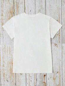 Women's Summer T-Shirt With Cat In Space Graphic Print, Round Neck, Short Sleeve, Simple Casual Style For Everyday Wear, Funny Cat T-Shirt, Vintage Aesthetic Graphic T-Shirt, Summer Clothing For Women, Pure White Cotton - 白色 - 查看 4