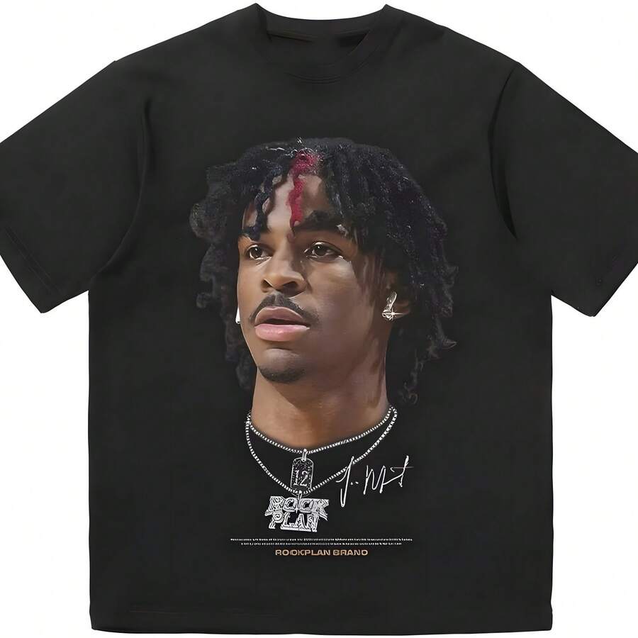 Marca de moda Y2K verano trendss juventud americana streetwear hip-hop baloncesto algodón camiseta unisex - Negro - Ver 1