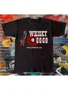Unisex Short-Sleeved T-Shirt, Retro Whiskey A Go Go 80s Style T-Shirt, Men's T-Shirts, , Women's, Romwe Men, Boho Chic, Gifts For Teachers, Women's T-Shirt, Curvy Outfits For Men, Y2K - 黑色 - 查看 1