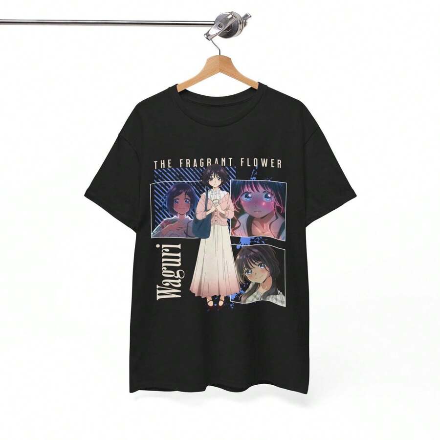 The Fragrant Flower Blooms with Dignity Romantic Manga Aesthetic Tee, Rintaro Kaoruko, Anime TShirt, Soft Unisex Graphic Shirt Gift Idea - Negro - Ver 1
