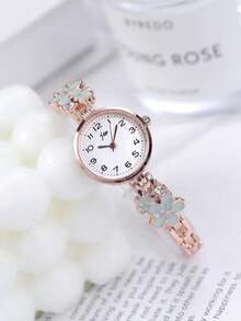 1 chiếc đồng hồ nữ màu bạc họa tiết hoa, mặt tròn với men hoa anh đào màu xanh lam và điểm nhấn pha lê, đồng hồ đeo tay thạch anh kiểu dáng thường ngày, món quà hoàn hảo cho ngày Valentine và sinh nhật. - Một cỡ - Xem 10