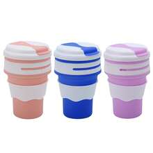 Silicone Foldable Coffee Cup, High-Temperature Resistant Portable Cup, Office Portable Travel Retractable Water Cup, Sports Water Bottle - 灰色 - 查看 7