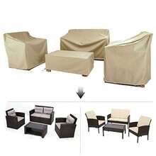Cubiertas de muebles de patio BANER GARDEN cubierta de muebles de exterior impermeable juego de cubiertas de muebles de patio para juego de conversación al aire libre de 4 piezas juego de cubiertas - Beis - Ver 4