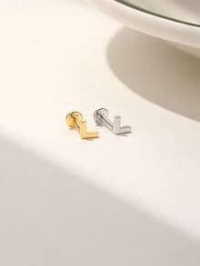 1Pc 925 Sterling Silver V-Shape Nose Stud, Hypoallergenic Piercing Jewelry, Elegant Nose Ring Stud Earring For Women, Daily Wear & Party Beach Holiday Gift - Silver - View 5