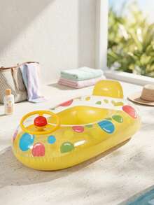 Inflatable Sea Turtle Shaped Baby Swimming Ring With Safety Handles, Anti-Flip Anti-Slip Infant Swimming Ring, Back To School, First Day Of School - Multicolor - View 9